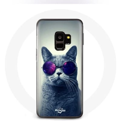 Samsung Galaxy S9 Cat hoesje met paarse bril