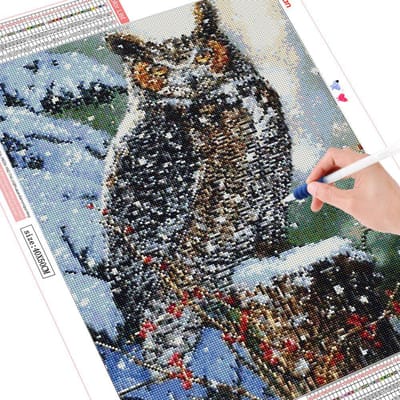 Kit complet de broderie diamant hibou 5d, peinture diamant, image en strass 20X30CM gray