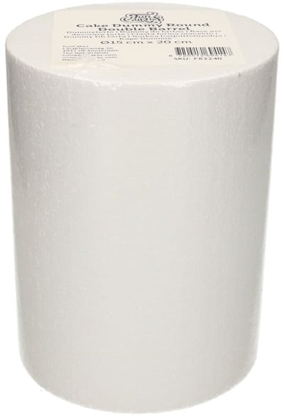 FunCakes Taart Dummy - Piepschuim Blok - Rond - Double Barrel - Ø15 cm x 20 cm