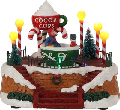 Luville Kerstdorp - Chocolade Tafereel - Op Batterijen - L19,5 x B18,5 x H15,5 cm