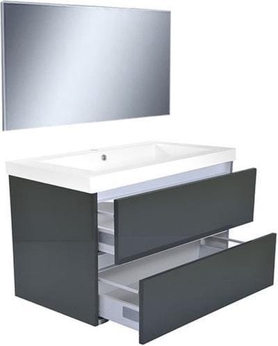 Wiesbaden Vision meubelset (incl. spiegel) 80 cm hoogglans grijs