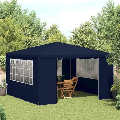 Tuinpaviljoen Partytent - Feesttent Afdak - Buitenfeesten Organiseren - Met Zijwanden - 4x4 Meter - Blauw