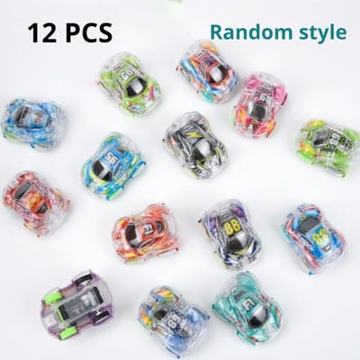 12 Stuks Transparante Camouflage Kleurrijke Pull-Back Auto Willekeurig Kinderen's gray