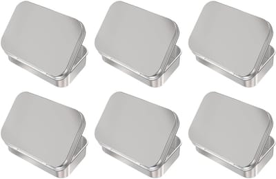 Dailygoods- Blikjes Set van 6 - Roestvrij Staal - Rechthoekige Dozen - Compact Formaat 88 x 60 x 18 mm - Duurzame Kwaliteit - Veilige Sluiting - Opbergdozen