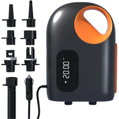 Draagbare Paddleboard Pomp 20PSI Hoge Druk Elektrische Luchtcompressor Pomp 18000mAh Powerbank Cordless zwart/oranje