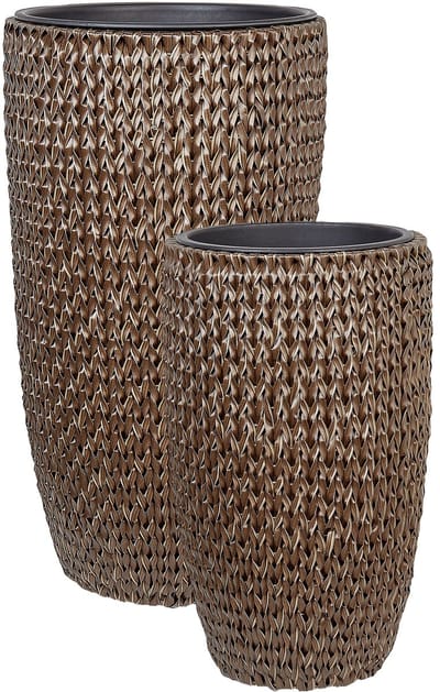 CEDRUS - Bloempot set van 2 - Bruin - PE rotan