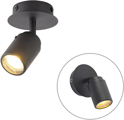 QAZQA ducha - Moderne Plafondlamp voor badkamer - 1 lichts - Ø 100 mm - Zwart -