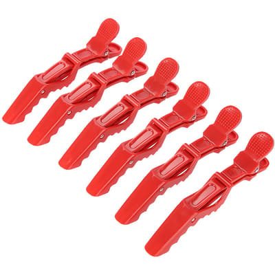 6 Stuks Krokodil Haarclip Antislip Enkele Tand Kappers Haarsectie Klauw Clips Rood red