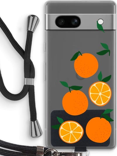 Case Company® - Hoesje met koord geschikt voor Google Pixel 7A hoesje met Koord - Will you be my clementine - Telefoonhoesje met Zwart Koord - Bescherming aan alle Kanten en Over de Schermrand