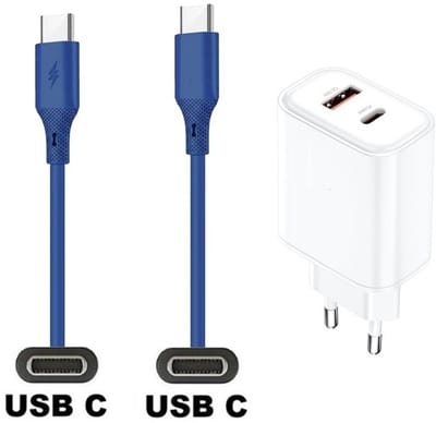 36W super snellader met 2 poorten + 1,0m USB C naar C kabel. Universele PD lader. Oplader adapter past op Samsung Galaxy S10, S10e, S20, S21, S22, S23, S24, S25, S26 (Edge, FE, Lite, Plus +, Ultra)