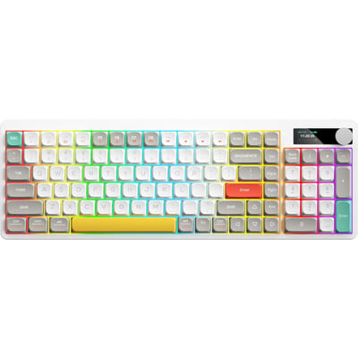 Clavier mécanique sans fil avec interrupteurs rouges, rétroéclairage coloré, touches PBT à retournement complet Minimalism