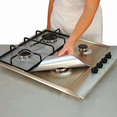 4 Stuks Beschermfolie Gasfornuizen - Afdekking Gasfornuis - Afdekplaat Voor Fornuis - Afdekplaat Voor Kookplaat - Gasfornuis Accessoires - 27x27cm - LOUZIR