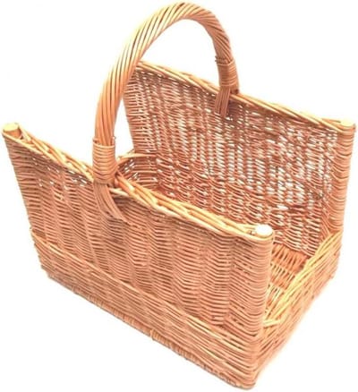 Schoorsteenkorf Wilgentenen - Houten mand Oogstmand - Haardhout Opslag - Traditioneel Vlechtwerk - 40x40x32cm - Natuurlijk