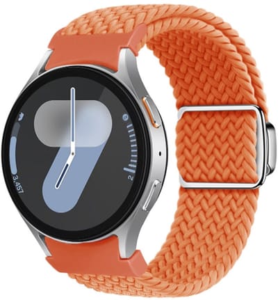 Nylon bandje - geschikt voor Samsung Galaxy Watch 7 (40 & 44mm) / Watch 6 (Classic) / Watch 5 (Pro) / Watch 4 (Classic) / Watch FE - met easy pin - oranje