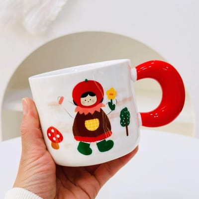 Tasse en céramique créative personnalisée pour couple avec couvercle et cuillère, haute apparence, grande capacité, petite tasse cadeau pour filles, tasse à eau pour usage domestique 400ML