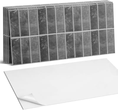 Coloray Plaktegels - Geometrische rangschikking van tegels Wandtegel Zelfklevend - 60 cm x 30 cm - Grijs Plaktegels - 6 stuks - Rechthoek PVC Tegels - Plaktegels Keuken - Zelfklevende Vloertegels Badkamer - Vinyl Tegels - Zelfklevende Wandtegels