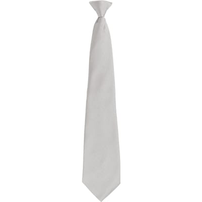 Premier Unisex volwassen kleuren modieuze effen Clip-On stropdas (Zilver)