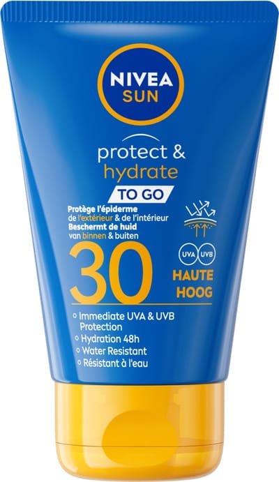 NIVEA SUN Protect & Hydrate Pocket Size Zonnemelk - Mini Zonnebrand - SPF 30 - Waterbestendig - Trekt snel in - 50 ml