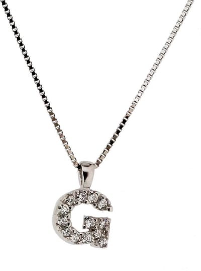 Orphelia alphabet/G - Alphabet letter G - Hanger met ketting 42 cm - 925 Sterlingzilver / Zirconium