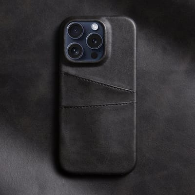 MobyDefend Hoesje - Geschikt voor iPhone 16 Pro - Lederen Backcover Met Vakjes Pasjes - Zwart