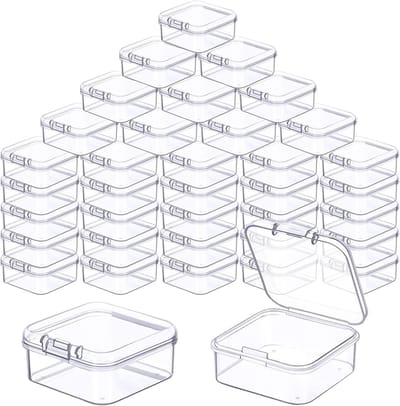 Kleine transparante opbergdozen met deksel - 48 stuks mini opbergdozen voor knutselaccessoires