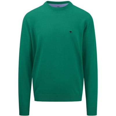 Fynch-Hatton Trui Uni Color O-Neck Superfine Cotton Grasgroen / male