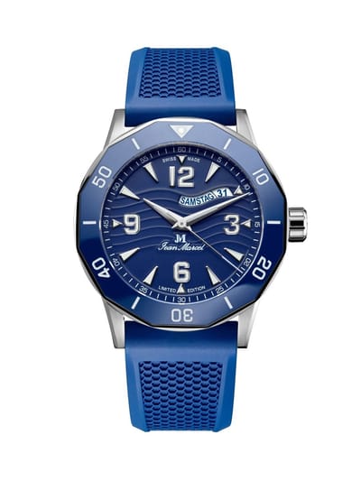 Jean Marcel Tropical Diver - horloge - blauw / kobaltblauw - rubber band blauw - 42 mm