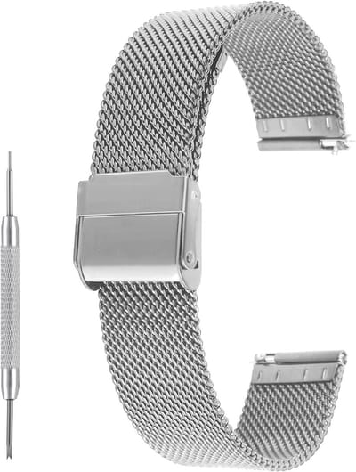 Verstelbare Milanese Mesh Horlogeband met Snelle Bevestiging, Rvs, 16mm 18mm 20mm, Geschikt voor Mannen en Vrouwen, Duurzaam en Comfortabel