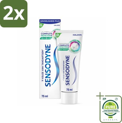 Sensodyne - Tandpasta - Complete Protection + Fresh Breath - Frisse Adem - 75 ml - Voordeelverpakking - 2 stuks - Tandpasta gevoelige tanden - Tandpasta frisse adem