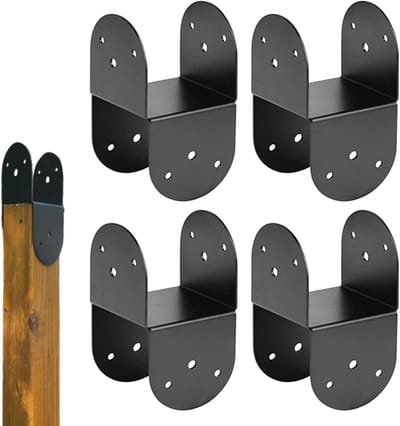 Paaltop Bevestigingsbeugels - Paalhoekverbinders Steunbeugels - Buitenconstructies Versterken - Lasvrije Snelle Montage - 18x9.4x9.4cm - Zwart