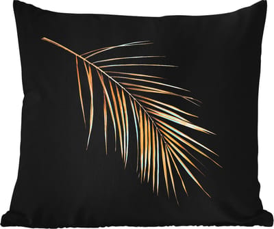 Buitenkussens - Tuin - Goud blad met sprieten op een zwarte achtergrond - 45x45 cm
