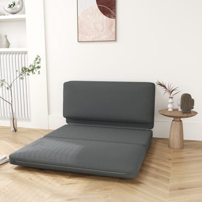 MODFU - Vloersofa 3-In-1 - Inklapbaar En Deelbaar - Voor Woonkamer Of Logeerkamer - Polyester - Donkergrijs - 138 X 90 X 70 Cm