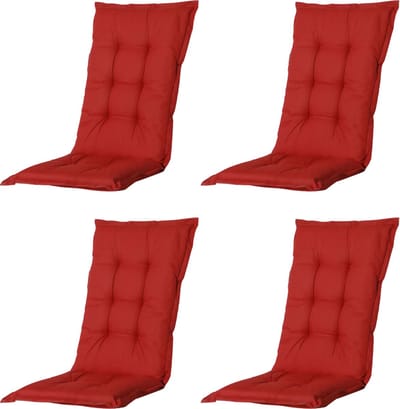 Madison - Tuinkussen - Universeel - Hoge Rug - 4 st. - Basic Red - 123x50cm - Rood - Tuinstoelkussens - Standenstoel
