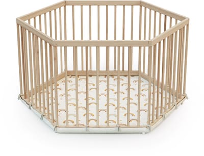 WEBABY - ALVEO Zeshoekige Houten Babybox - 125 x 109 x 65 cm