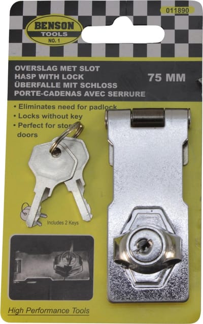 Overslag met slot - kistslot - kofferslot - Monteren - Schuurslot - Zilver - 75mm