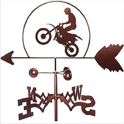 Motorfiets Windwijzer - Decoratieve Windmeter - Tuin Decoratie - Metalen Vliegend Beeldhouwwerk - 32 x 35 cm - Zwart