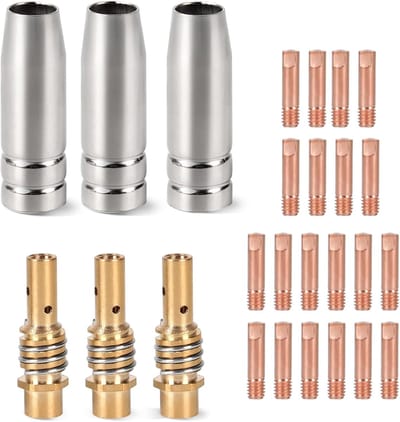 26-delige vervangingsonderdelen voor MIG MAG lasmachine accessoires met 20 aansluitingen, 3 gasnozzels en 3 collectors voor optimale lasprestaties