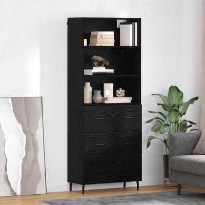 vidaXL - Highboard - 2 - st - Zwart - Eiken - 69,5 - x - 34 - x - 180 - cm - Bewerkt - hout