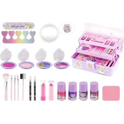 Make-upkits voor meisjes voor kinderen Make-upsets voor kinderen Meisjes Prinses Make-updoos Niet-giftige cosmeticakit paars
