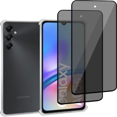 Geschikt voor Samsung Galaxy A05s - Hoesje + 2x Screenprotector – Gehard Glas Cover + Shock Proof Case - Transparant