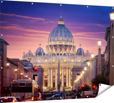 Gards Tuinposter Sint Pietersbasiliek in Rome, Itali� - 160x120 cm - Tuindoek - Tuindecoratie - Wanddecoratie buiten - Tuinschilderij