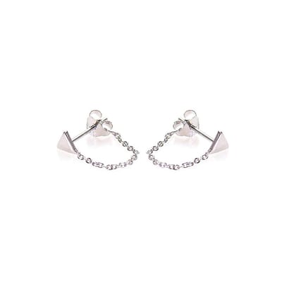 Karma Chain Triangle Silver Oorknoppen  - Zilver
