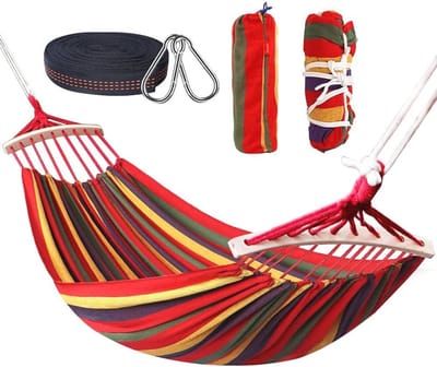 Dubbele Hangmat 280 x 150 cm - Ideaal voor Buiten, Kamperen en Tuin - 300 kg Belastbaarheid - Draagbaar en Ademend
