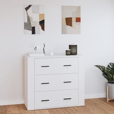 vidaXL - Dressoir - 80x33x70 - cm - bewerkt - hout - wit