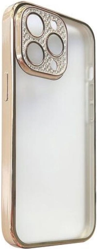 Siliconen Glitter Backcover met ingebouwd Glas voor Cameralens bescherming hoesje- Geschikt voor Appel iPhone 13 - Transparant/Goud