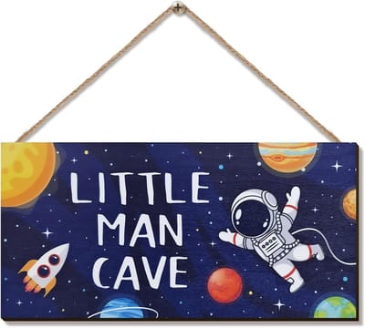 Houten Muurdecoratie Jongenskamer Ruimthema | Astronaut en Grot