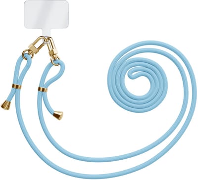 Casimoda® - Universeel telefoonkoord met dubbele sluiting - Telefoonketting - Phone cord - Verstelbaar koord voor telefoon - Blauw