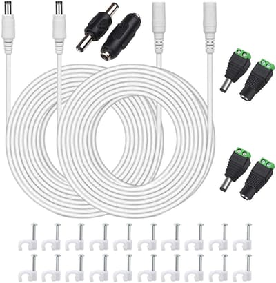 Dailygoody - Verlengkabel - 12V - 3 Meter - Platte DC-kabel - Wit - Voeding voor LED-toepassingen - Geschikt voor beveiligingscamera's en DVR's