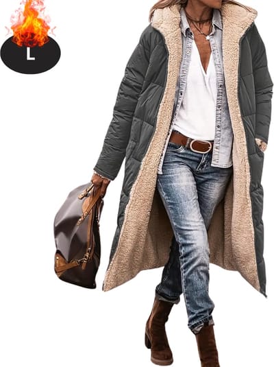 Livano Winterjas - Parka - Dames - Winter - Jas - Volwassen - Stijlvol - Donkergrijs - L