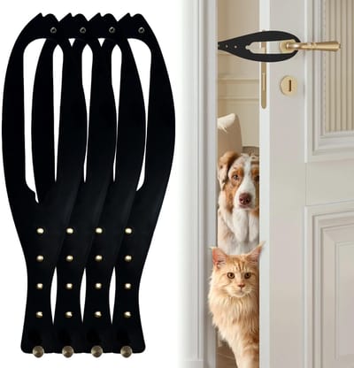Ynkkvre - 4 stuks katten deurvergrendeling - flexibele deurhouder voor katten - houdt honden weg van kattenbak en voer - 5 verstelbare riemen 2,5-6 inch - geen meten nodig